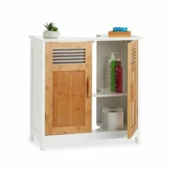 Meuble Dessous De Lavabo Portes Bambou