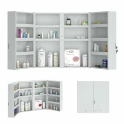 Armoire à Pharmacie 53x53cm Gris Métal -WENKO Boutique 1ea6a48ead9949e6b78c0c01f0eca036