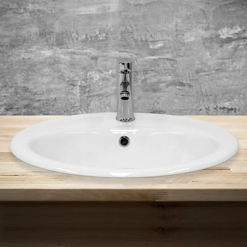 Lavabo Ovale 57x48,5x19,5 Cm Blanc 4 Lavabo Ovale 57x48,5x19,5 Cm Blanc – Image 2