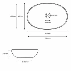 Vasque Forme Ovale 600x420x145 Mm Blanc -WENKO Boutique 400779409cef46609e550885469f619c