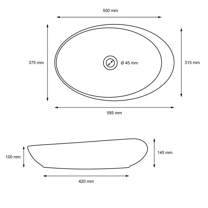 Vasque Forme Ovale 585x375x145 Mm Blanc 8 Vasque Forme Ovale 585x375x145 Mm Blanc – Image 6