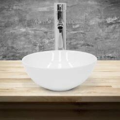 Lavabo Rond Ø 28x116 Cm Blanc -WENKO Boutique 5f7a2b1506e14e799b738d5ad7ea6a15