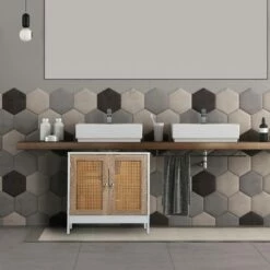 Meuble Sous Lavabo Portes Effet Rotin -WENKO Boutique 61623fe201e540c6b75e9677cdc8d3bd