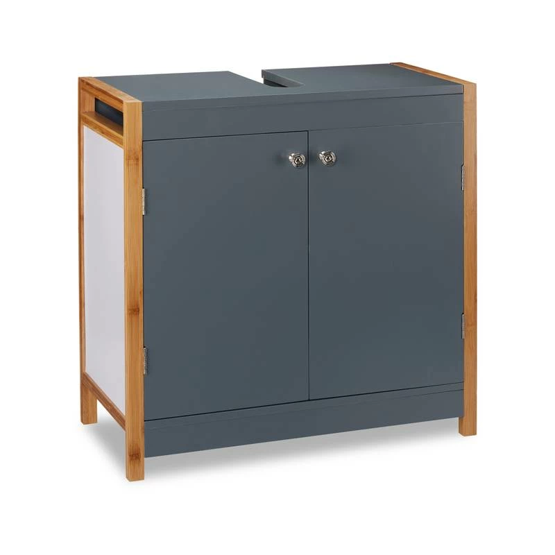 Placard Dessous De Lavabo Bambou Gris 3 Placard Dessous De Lavabo Bambou Gris