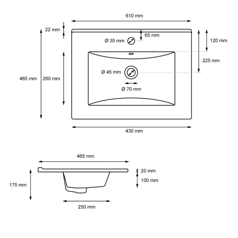 Vasque 610x465x175mm Blanc 9 Vasque 610x465x175mm Blanc – Image 7