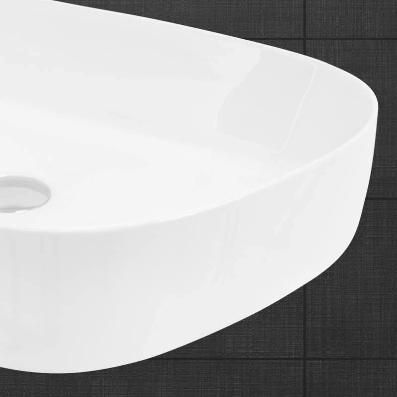 Lavabo Ovale 55x42x14cm Blanc Céramique 8 Lavabo Ovale 55x42x14cm Blanc Céramique – Image 6
