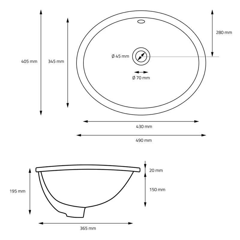 Lavabo Ovale 49x195x405 Cm Blanc 8 Lavabo Ovale 49x195x405 Cm Blanc – Image 6