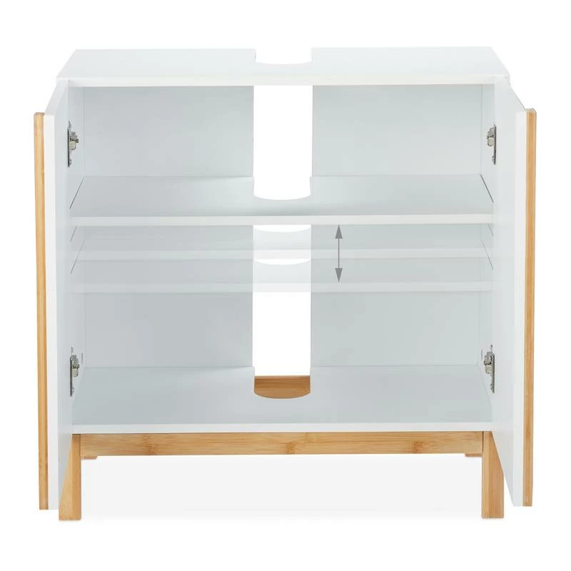 Meuble Dessous De Lavabo En Bambou Blanc 8 Meuble Dessous De Lavabo En Bambou Blanc – Image 6