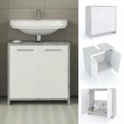 Meuble Sous-lavabo Kiko Béton/blanc -WENKO Boutique b4a50abc1f8d4fa394553a1bc499fe12