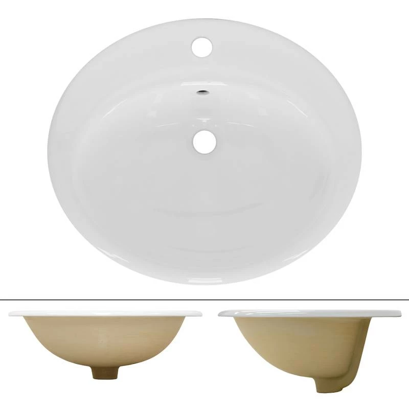 Lavabo Ovale 57x48,5x19,5 Cm Blanc 5 Lavabo Ovale 57x48,5x19,5 Cm Blanc – Image 3
