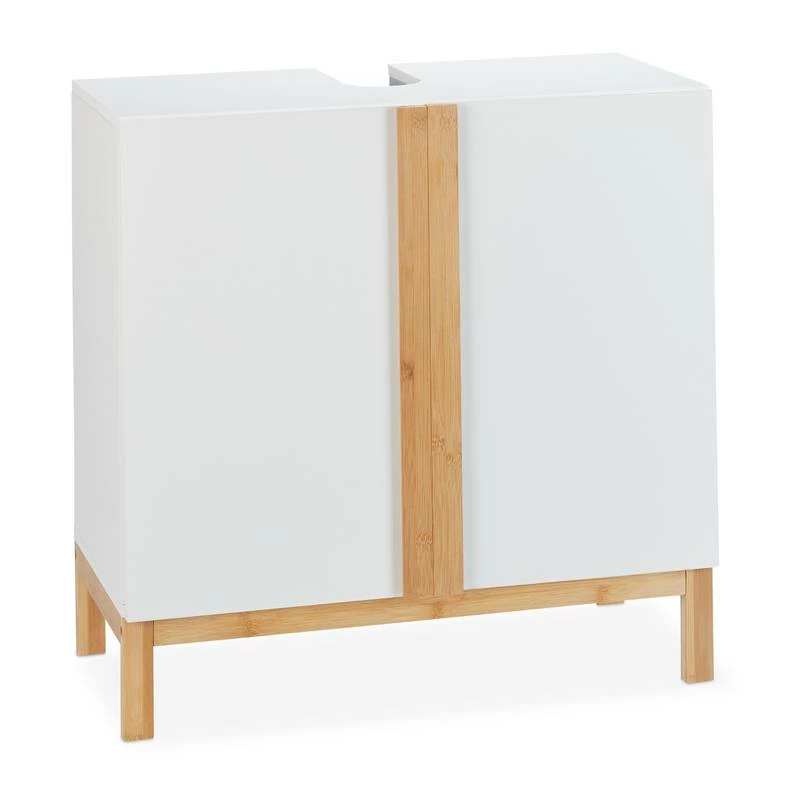 Meuble Dessous De Lavabo En Bambou Blanc 3 Meuble Dessous De Lavabo En Bambou Blanc