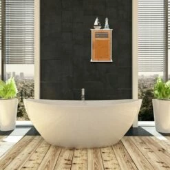 Placard Salle De Bain Blanc Porte Bambou -WENKO Boutique f392a83550f846b099e9a71c3f653c06
