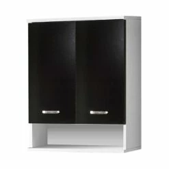 Meuble Haut Miami -WENKO Boutique haengeschrank lugano schwarz glanz weiss perl 1324384