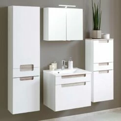 Meuble Lavabo Laris I -WENKO Boutique waschtisch laris i hochglanz weiss eiche sonoma dekor 341013